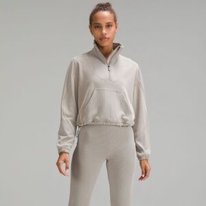 Lululemon Women’s Brushed Softstreme Ribbed Half Zip in Riverstone - Size 10